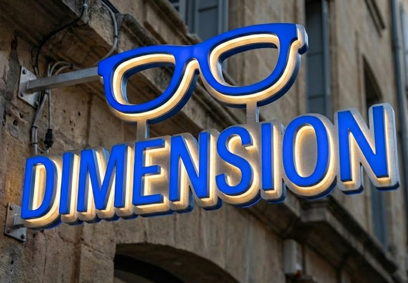 Création sur mesure d'enseignes lumineuses LED structure aluminium opticien à Aix-en-Provence 13 avec chant aluminium coloré élégant et solide